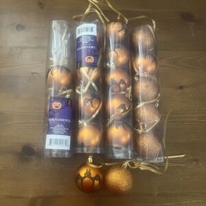 LOT OF 19 Orange Bat and Glitter‎ Plastic Halloween Fall Ornaments